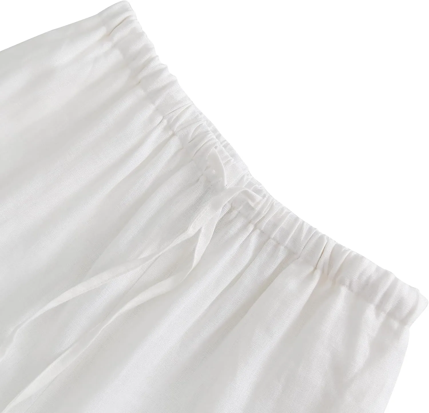 Amazhiyu Womens Pure Linen Summer Drawstring Flowy Wide Leg Pants with Pockets