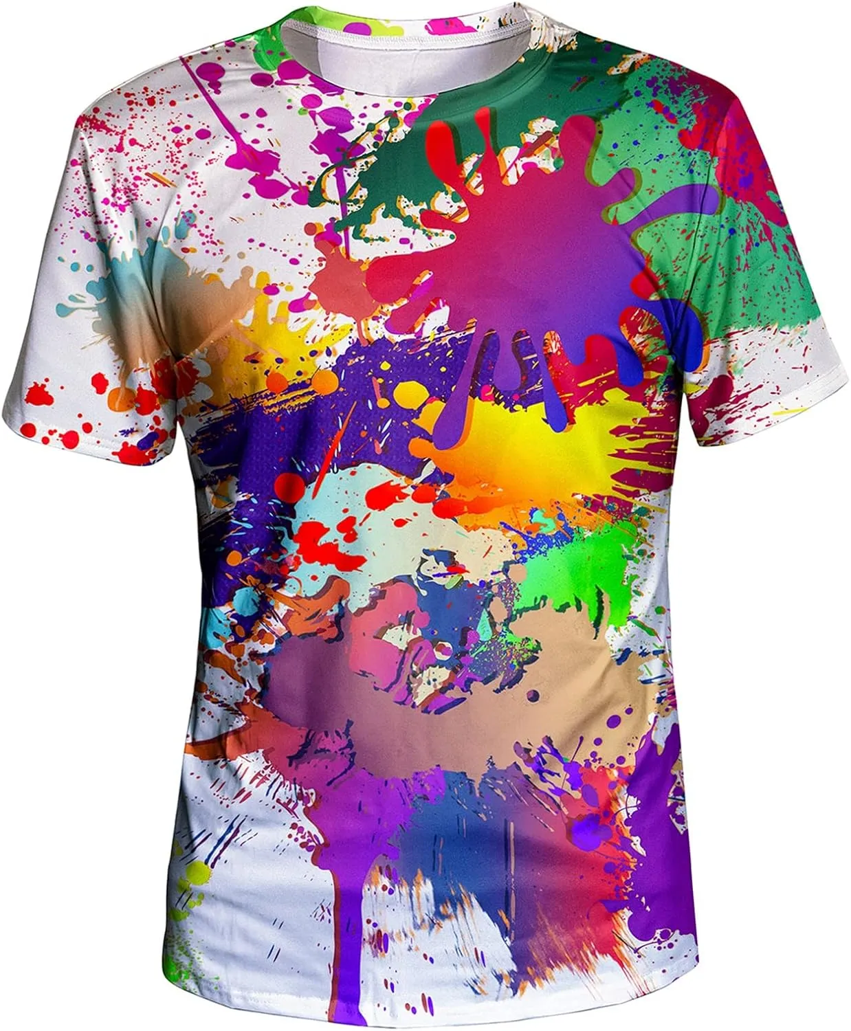 Asylvain Unisex 3D Graphic T-Shirt Colorful Design Short Sleeve Crewneck Digital Tee for Young