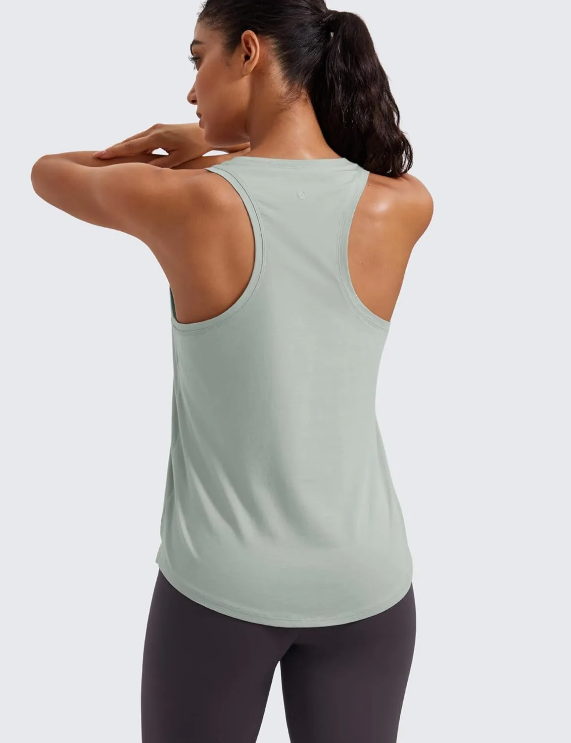 CRZ YOGA Womens Pima Cotton Racerback Workout Tank Tops Scoop Neck Athletic Loose Sleeveless Shirts