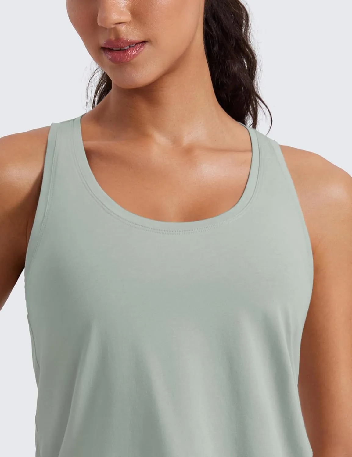 CRZ YOGA Womens Pima Cotton Racerback Workout Tank Tops Scoop Neck Athletic Loose Sleeveless Shirts