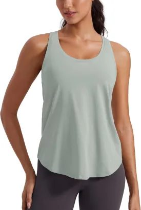 CRZ YOGA Womens Pima Cotton Racerback Workout Tank Tops Scoop Neck Athletic Loose Sleeveless Shirts