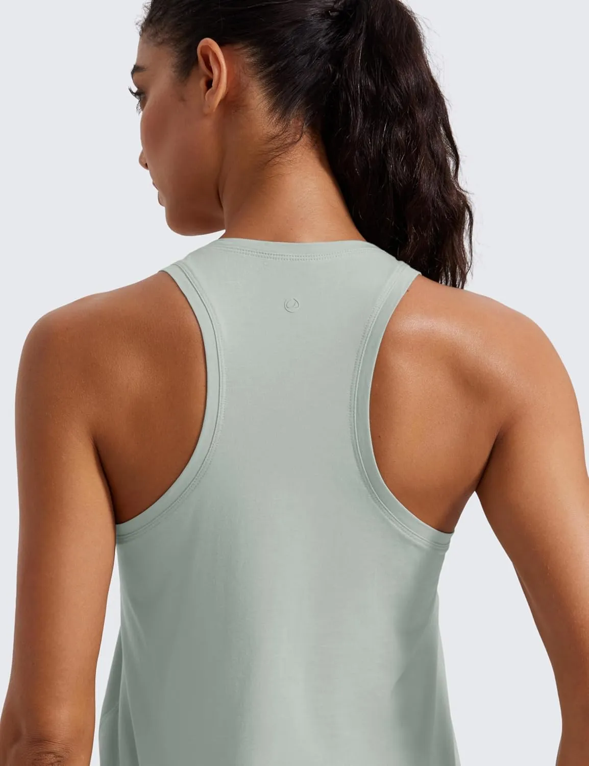 CRZ YOGA Womens Pima Cotton Racerback Workout Tank Tops Scoop Neck Athletic Loose Sleeveless Shirts