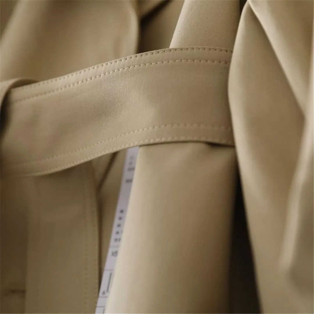 ERFMFKL Women's Long Sleeve Length Double Breasted Trench Coat Lapel Jacket With Belt Mid Waist To Long Coat