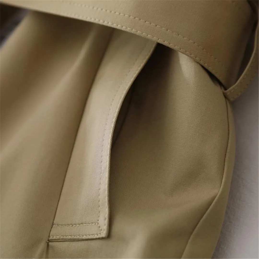 ERFMFKL Women's Long Sleeve Length Double Breasted Trench Coat Lapel Jacket With Belt Mid Waist To Long Coat