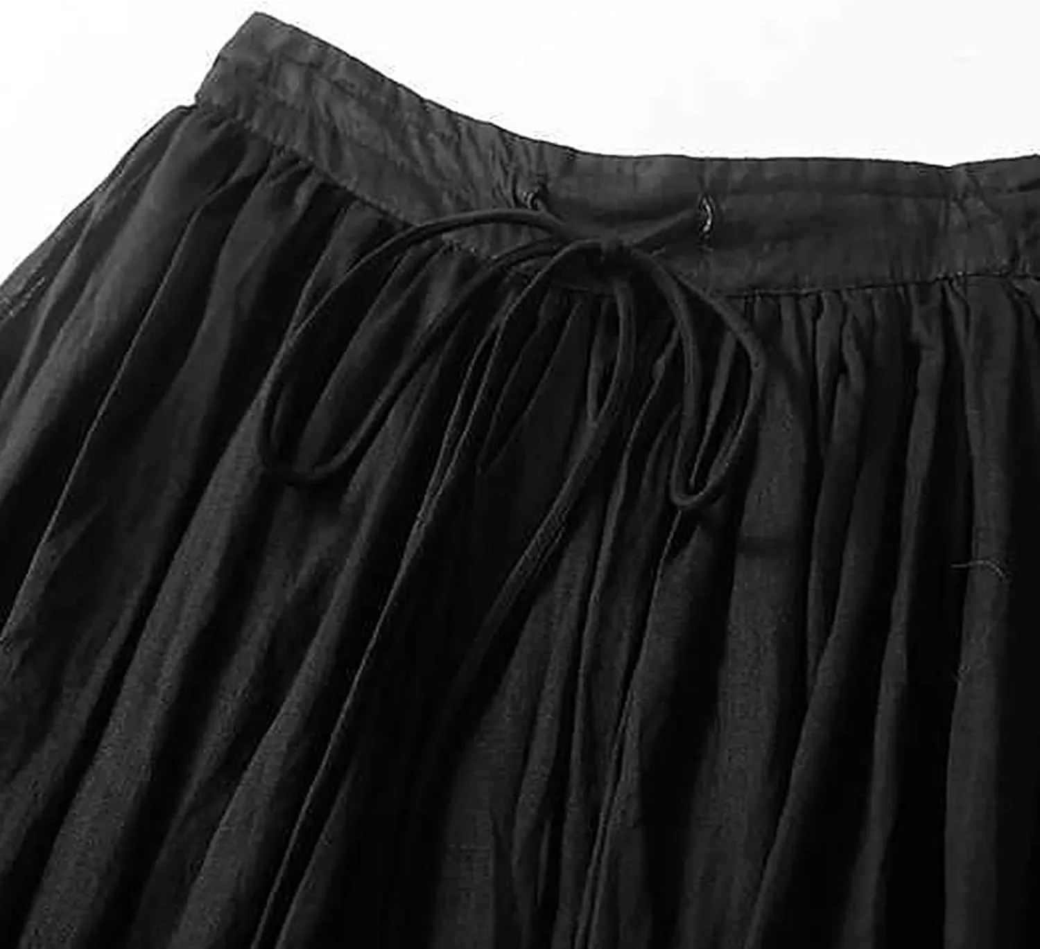 Flowy Cotton Linen Skirt for Women High Waist Drawstring Maxi Skirts Lightweight Casual Boho Skirt Clothes