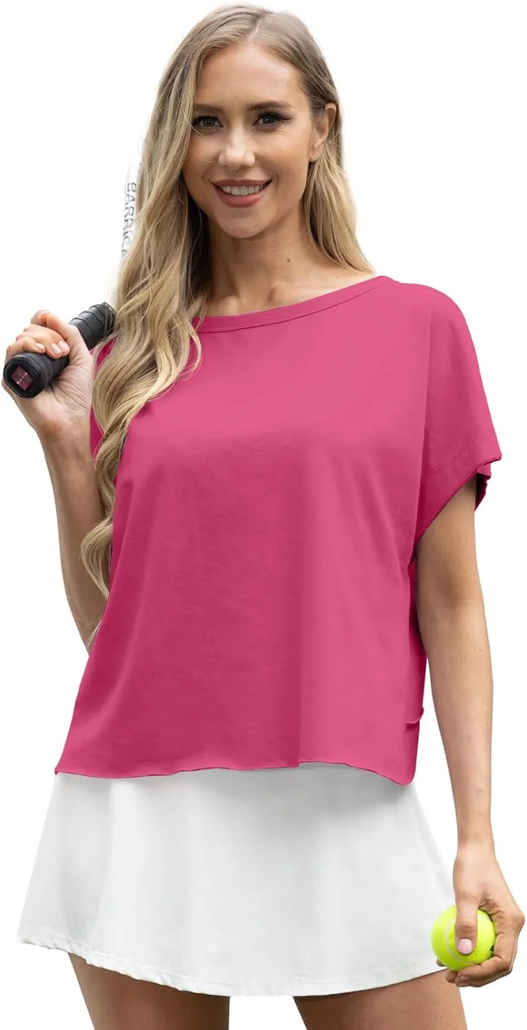 GRECERELLE Women's Open Back Workout Tops Backless Athletic Shirts Casual Crop Running Tee Y2k Yoga