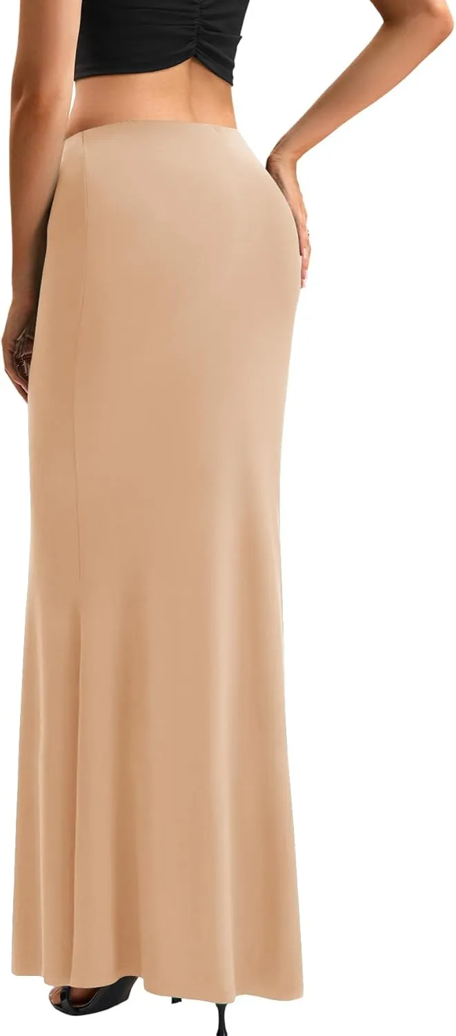 KIFOVEN Women's High Waist Elastic Flare Sexy Bodycon Basic Slim Maxi Skirt