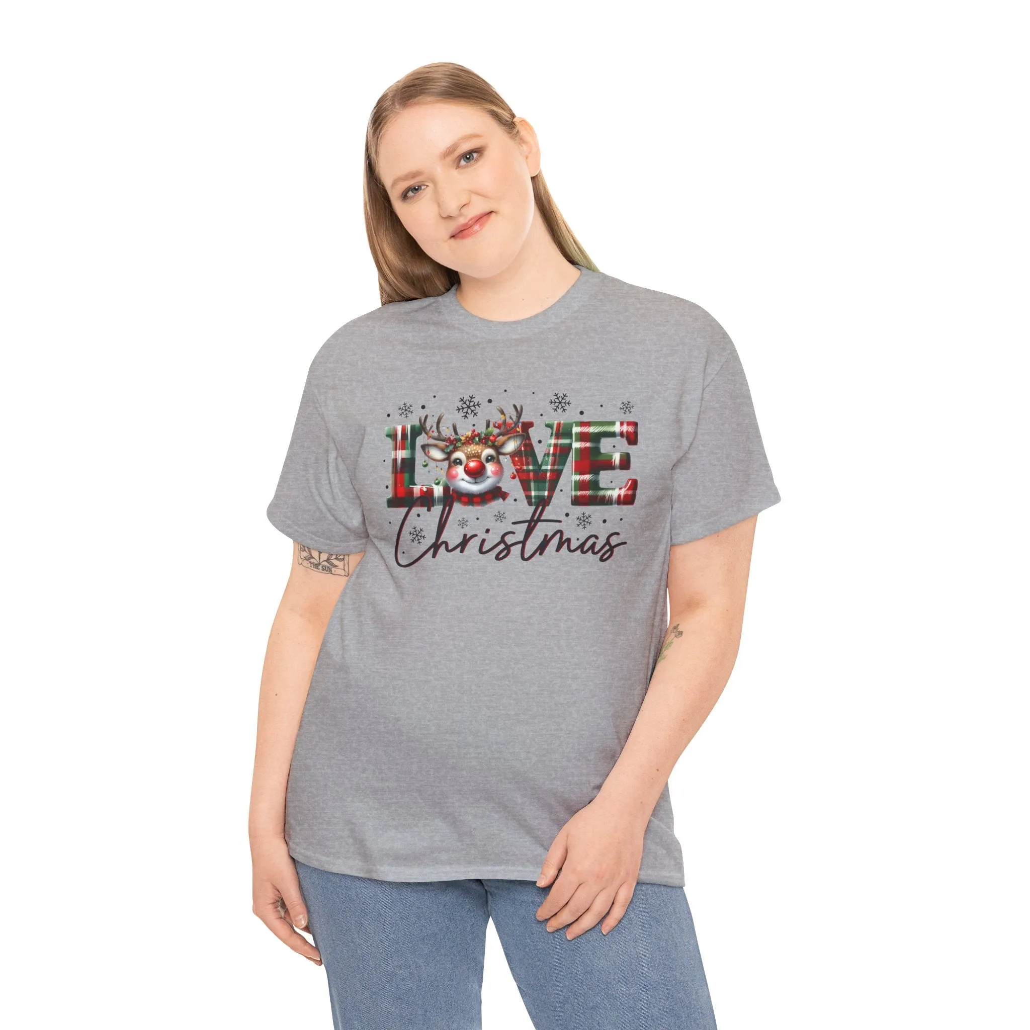 Love Christmas Heavy Cotton Tee - Festive and Comfortable Holiday Apparel