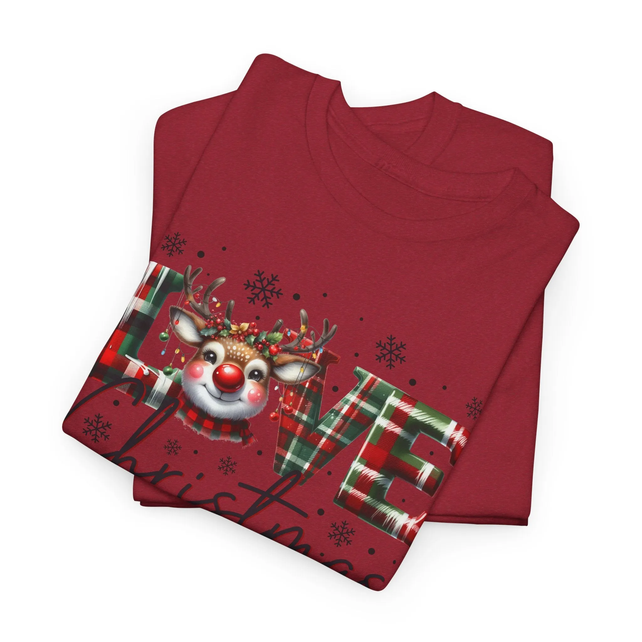 Love Christmas Heavy Cotton Tee - Festive and Comfortable Holiday Apparel