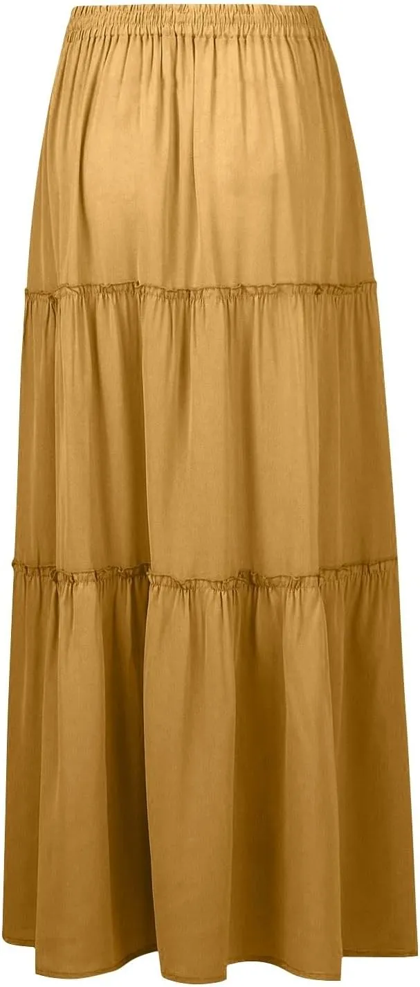 Maxi Boho Skirts for Women Flowy Floral High Waisted Tiered Long Skirts Ladies Casual Bohemian Summer Clothes 2025