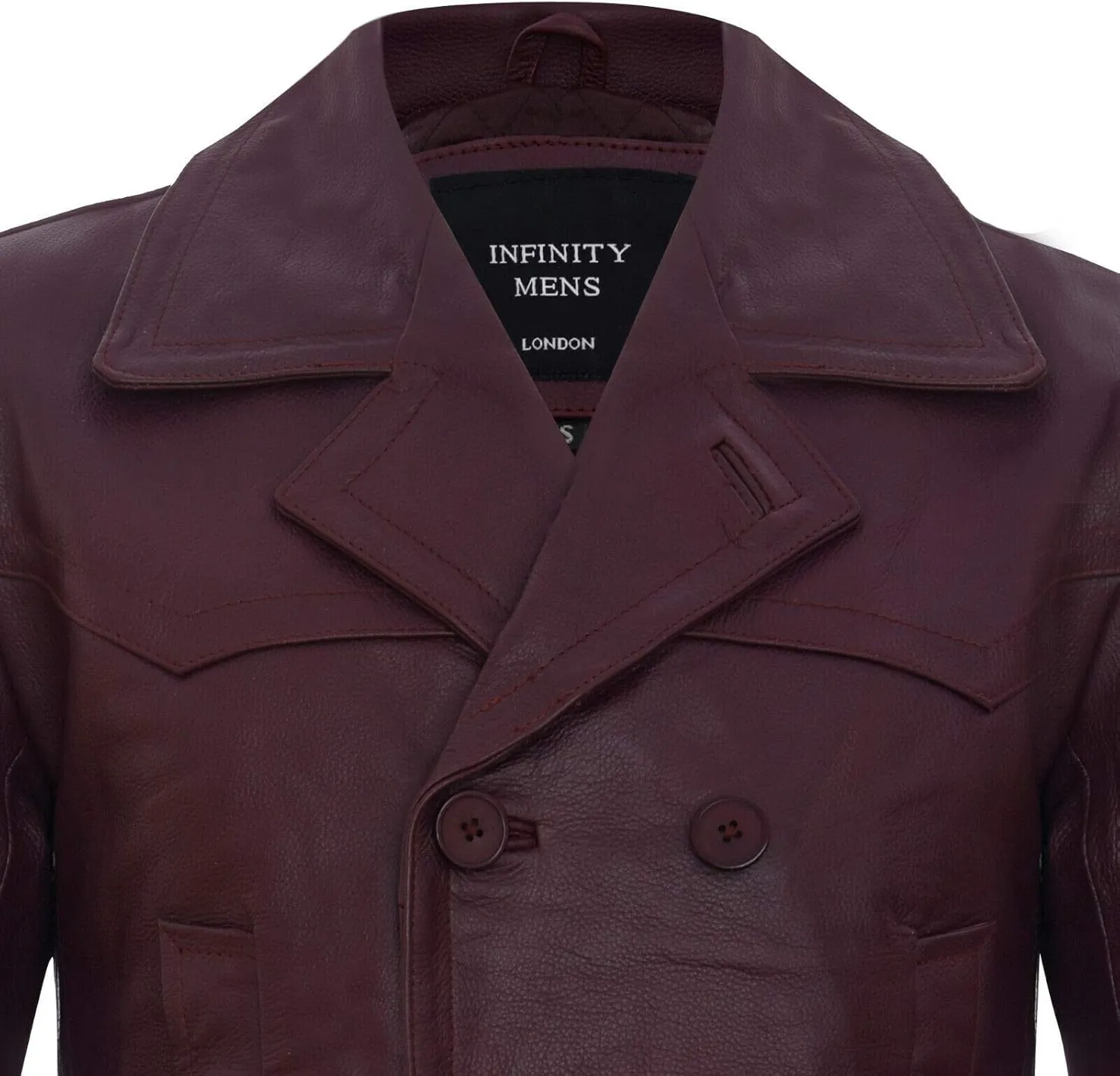 Mens Cow Hide Leather Jacket Dr Who Naval German Pea Coat