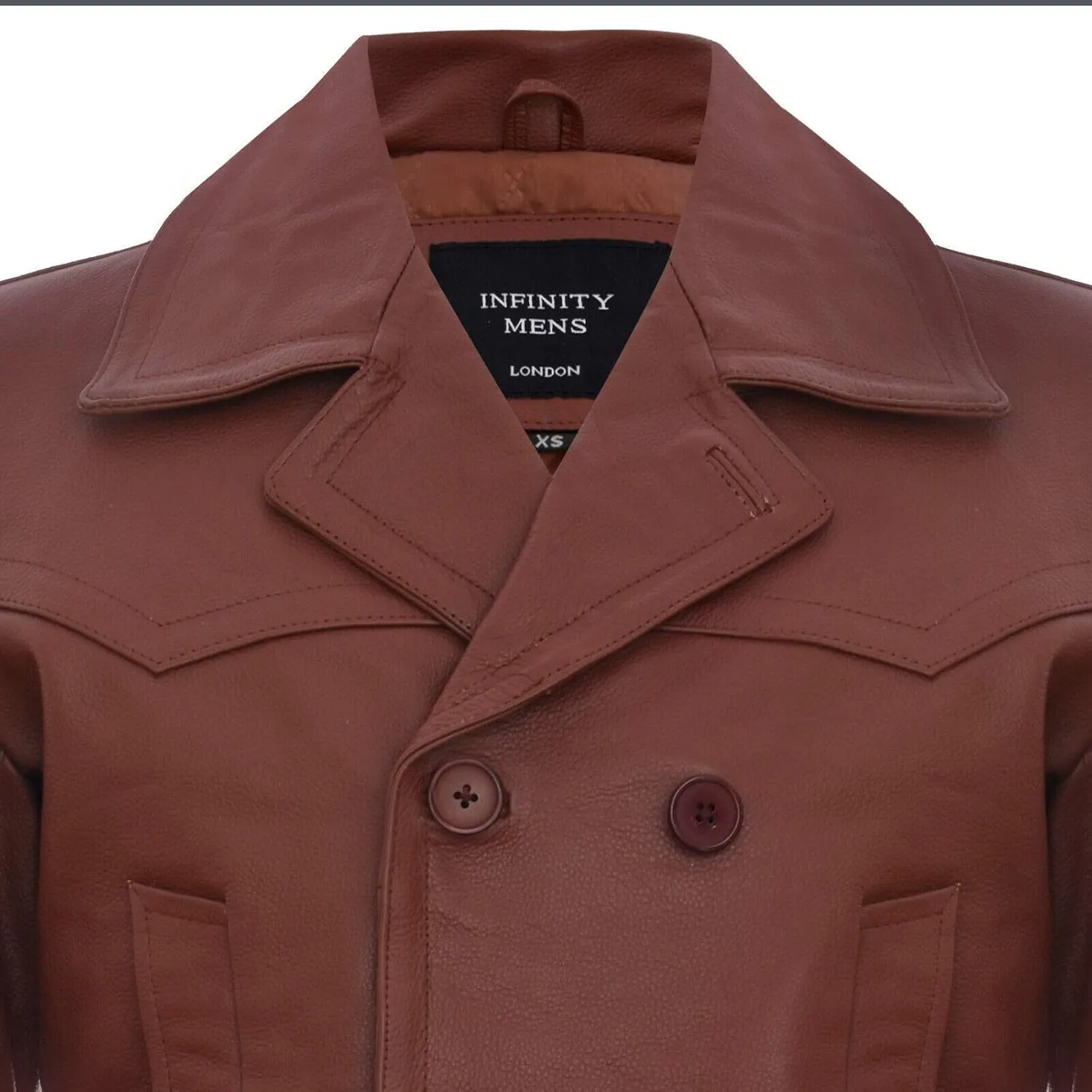 Mens Cow Hide Leather Jacket Dr Who Naval German Pea Coat