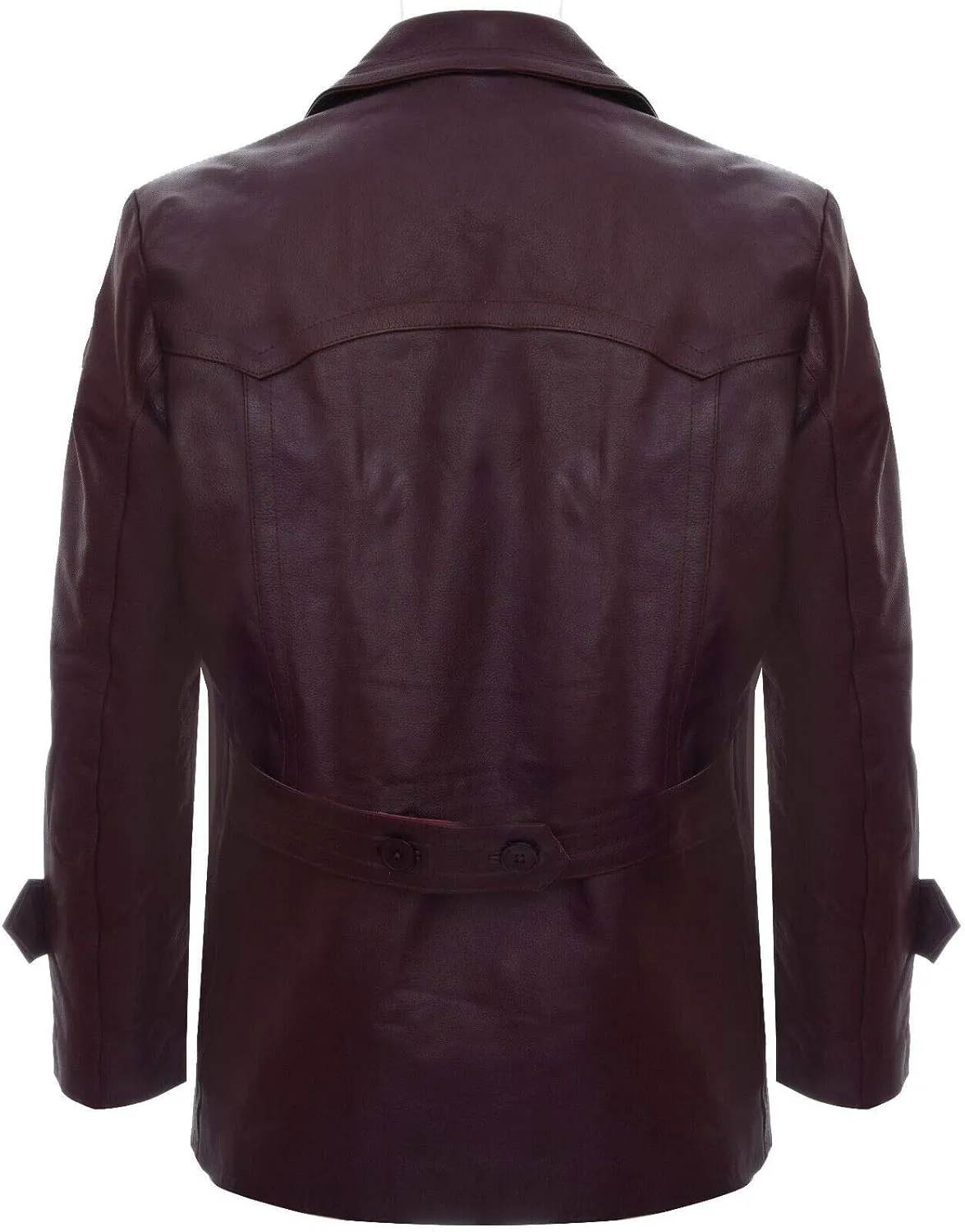Mens Cow Hide Leather Jacket Dr Who Naval German Pea Coat