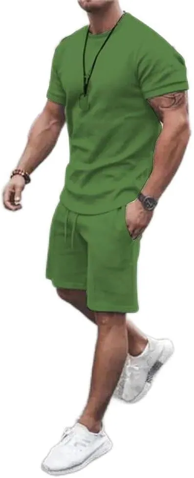 Men's Shirt and Shorts Set 2 Piece Outfits Fashion Summer Tracksuits Casual Sportwear Set