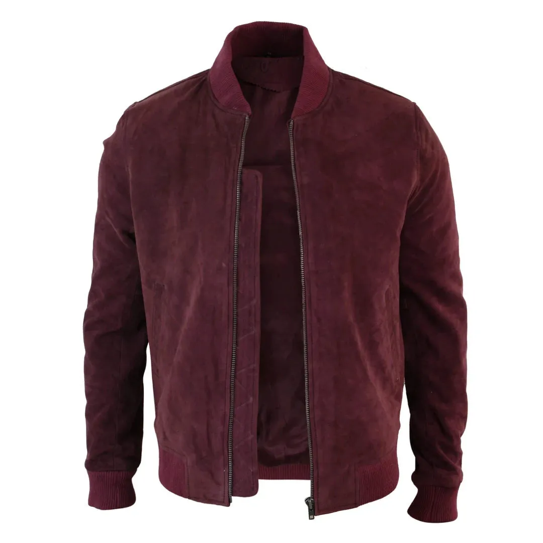 Men's Suede Leather Varsity Bomber College Jacket Classic Camel Black