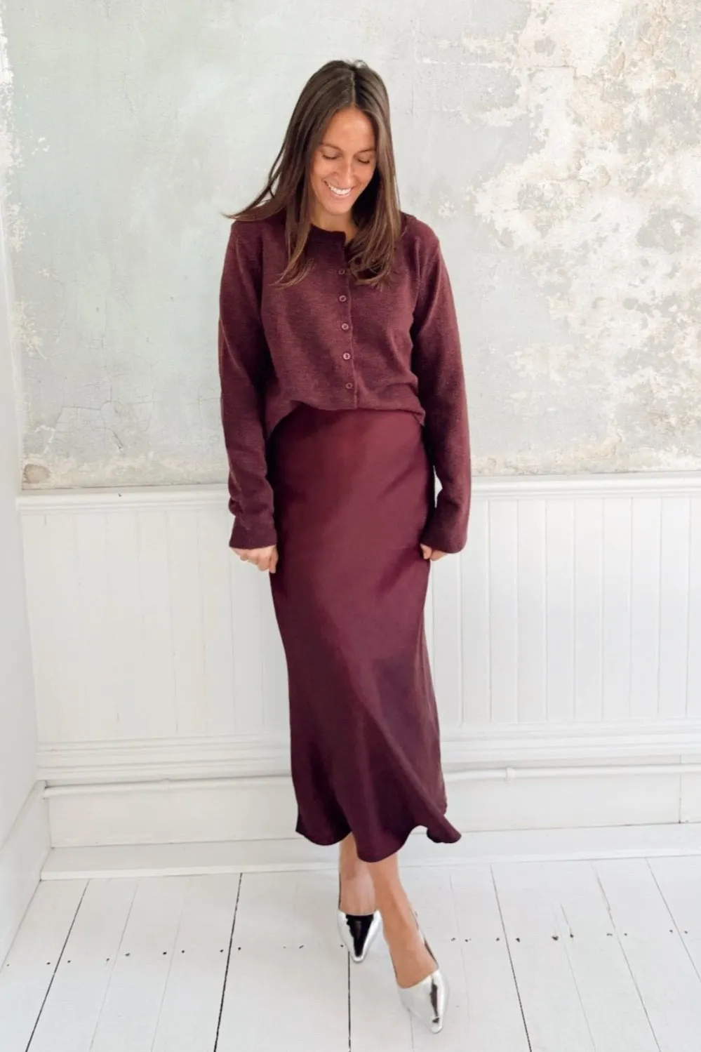 Misty Luxe Slip Skirt - Berry