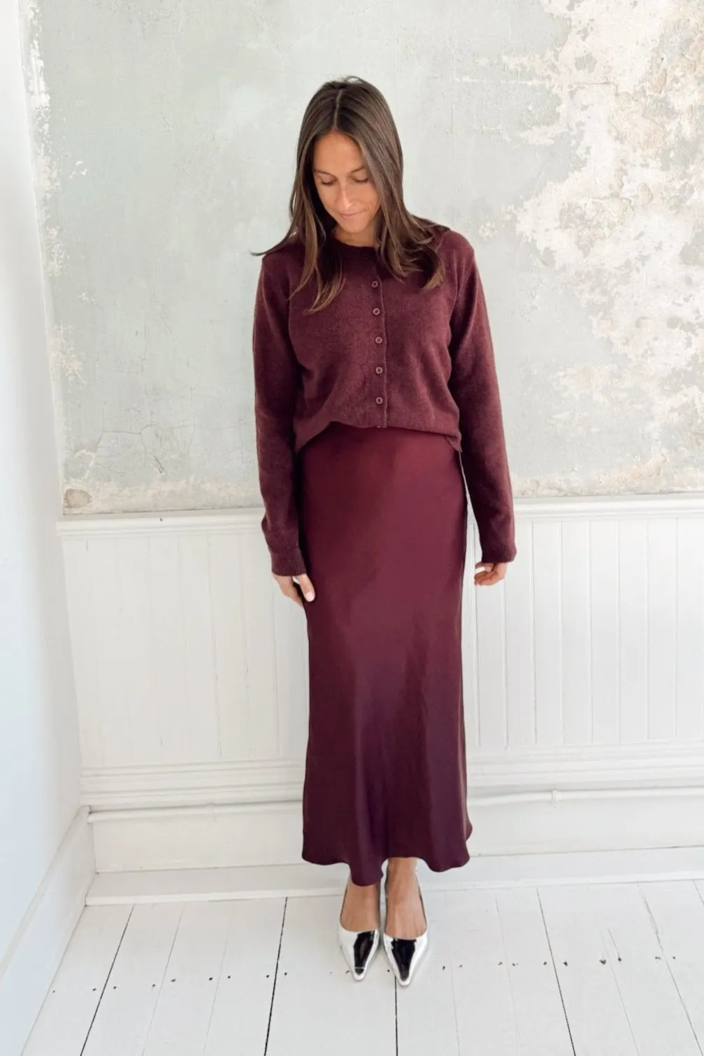 Misty Luxe Slip Skirt - Berry