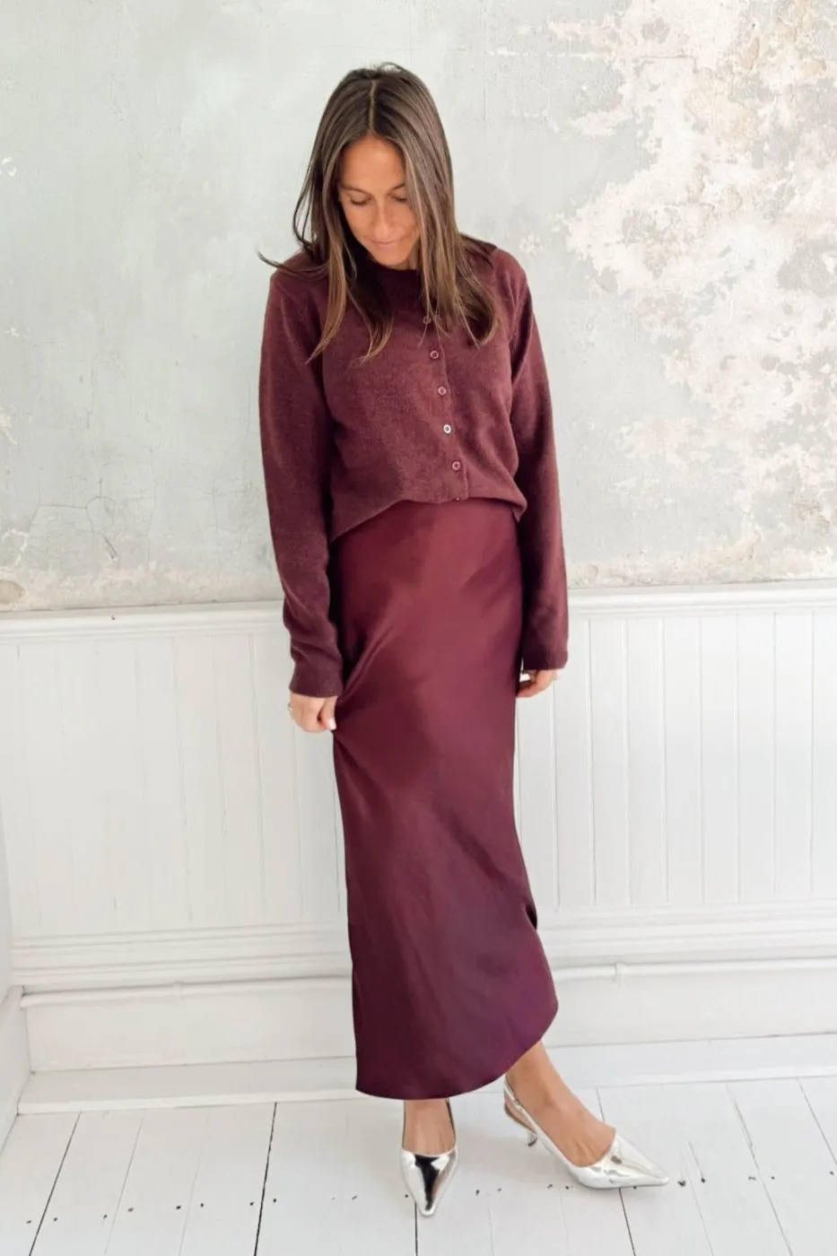 Misty Luxe Slip Skirt - Berry