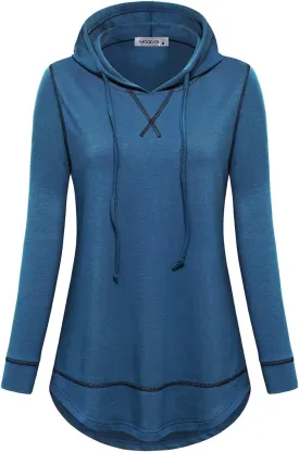 MOQIVGI Womens Long Sleeve Lightweight Activewear Casual Running Yoga Workout Hooded Tops