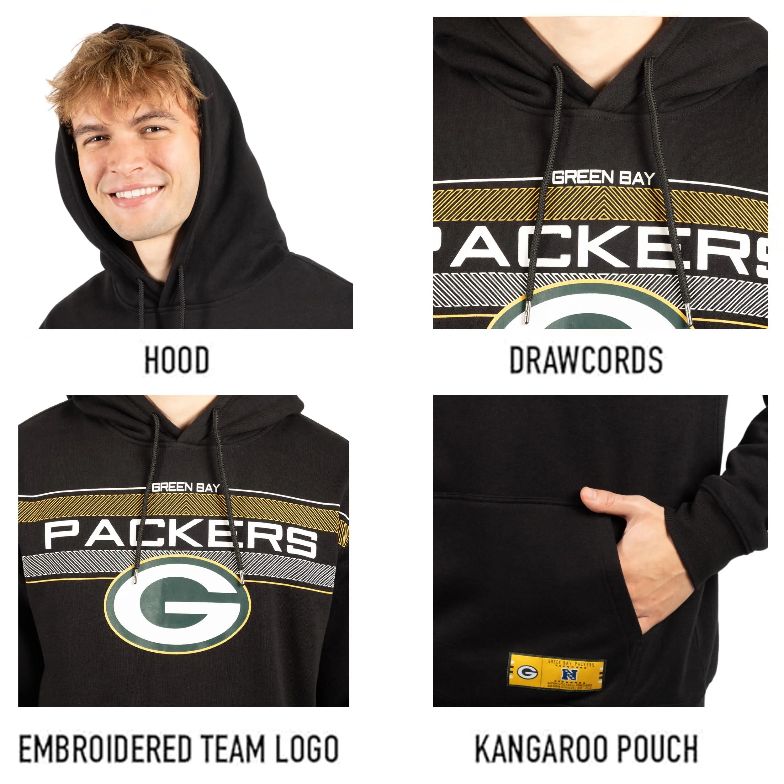 NFL Official Adults Super Soft Pullover Hoodie Sweatshirt - Warm Polyester Blend - Unisex|Green Bay Packers