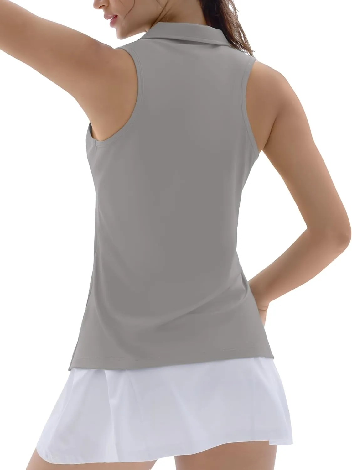 TACVASEN Womens Golf Shirts Sleeveless Racerback Polo Shirt UPF 50  Zip Up Moisture Wicking Workout Tennis Athletic Tank Tops