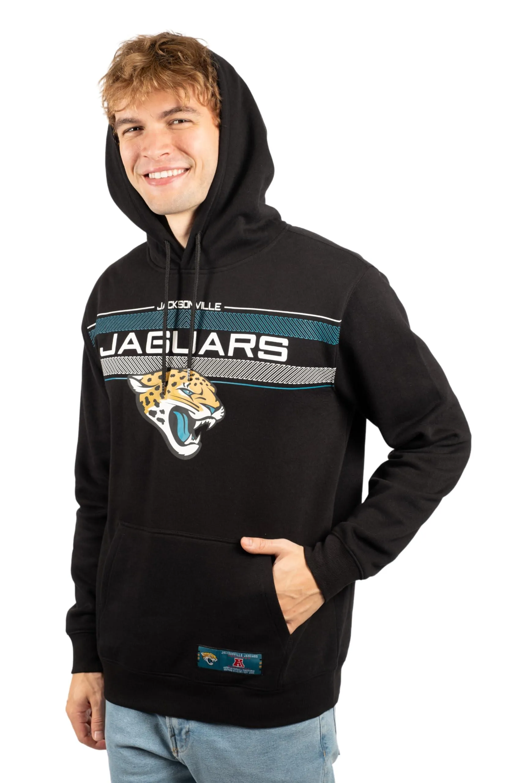 Ultra Game NFL Official Adults Super Soft Pullover Hoodie Sweatshirt - Warm Polyester Blend - Unisex, Jacksonville Jaguars, Black|Jacksonville Jaguars