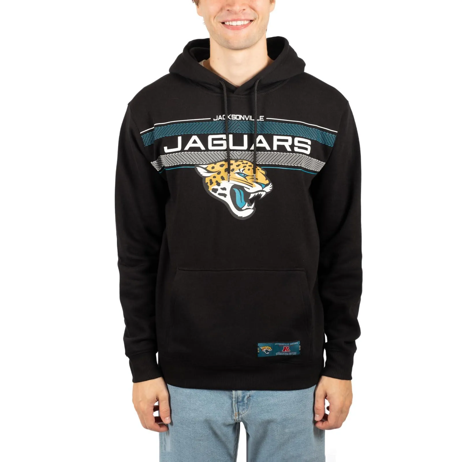 Ultra Game NFL Official Adults Super Soft Pullover Hoodie Sweatshirt - Warm Polyester Blend - Unisex, Jacksonville Jaguars, Black|Jacksonville Jaguars