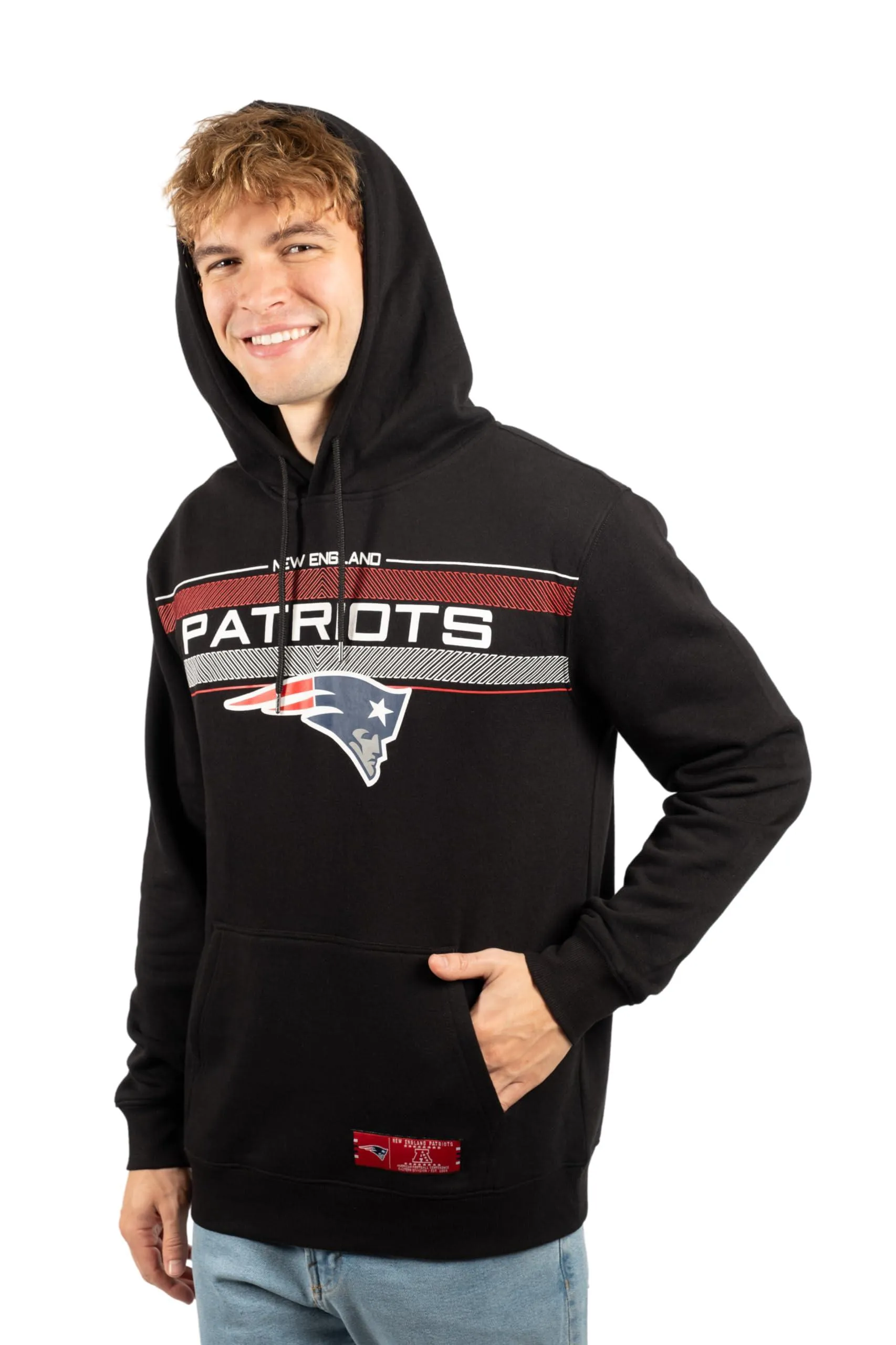 Ultra Game NFL Official Adults Super Soft Pullover Hoodie Sweatshirt - Warm Polyester Blend - Unisex, New England Patriots, Black|New England Patriots