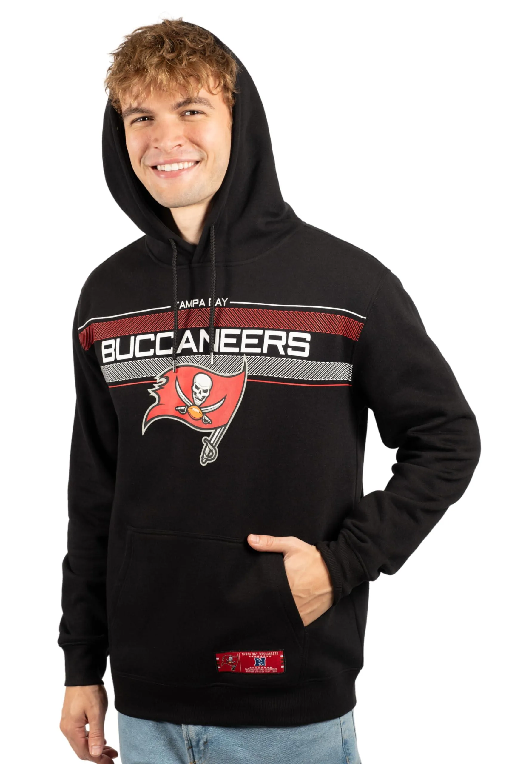 Ultra Game NFL Official Adults Super Soft Pullover Hoodie Sweatshirt - Warm Polyester Blend - Unisex, Tampa Bay Buccaneers, Black|Tampa Bay Buccaneers