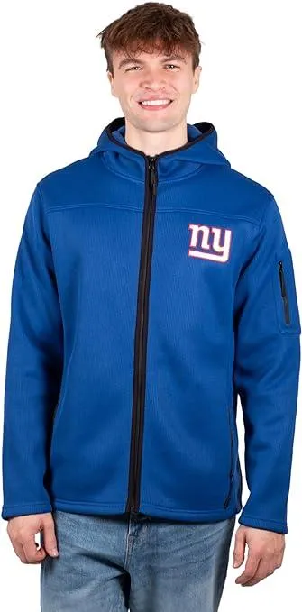 Ultra Game NFL Official Adults Supreme Quality Full Zip Hoodie Sweatshirt - Unisex, New York Giants, Team Color|New York Giants