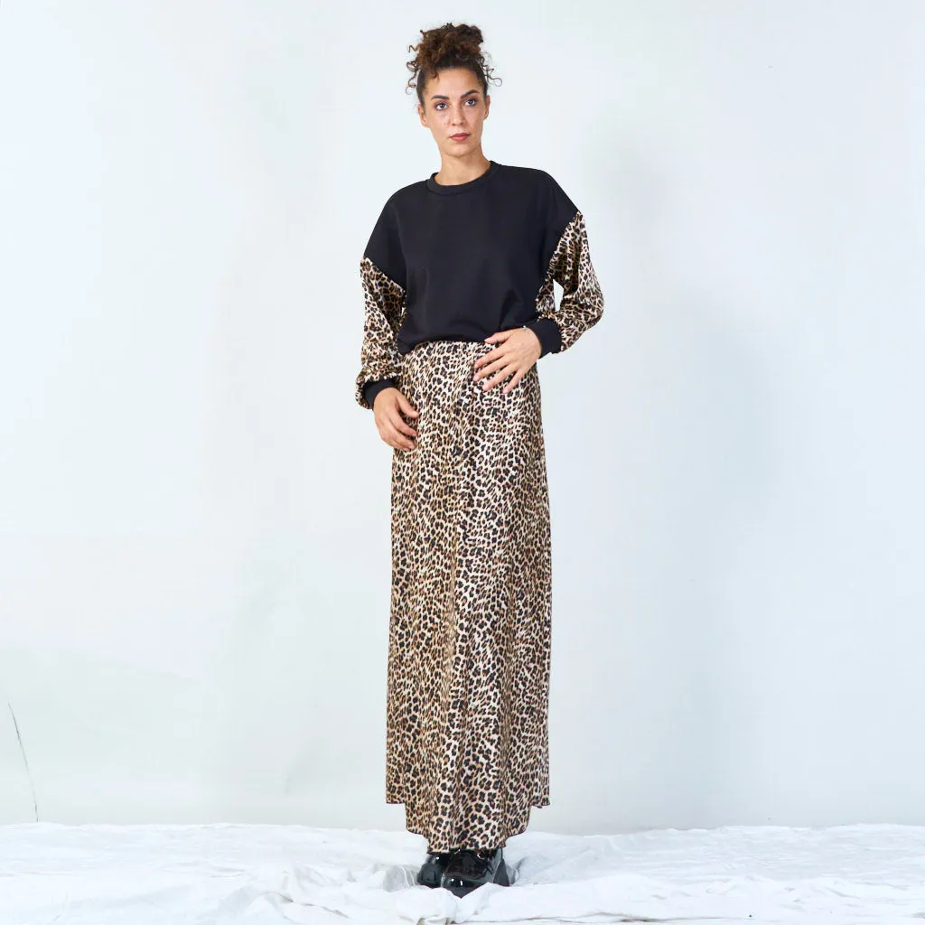 Wild leopard print long skirt wholesale