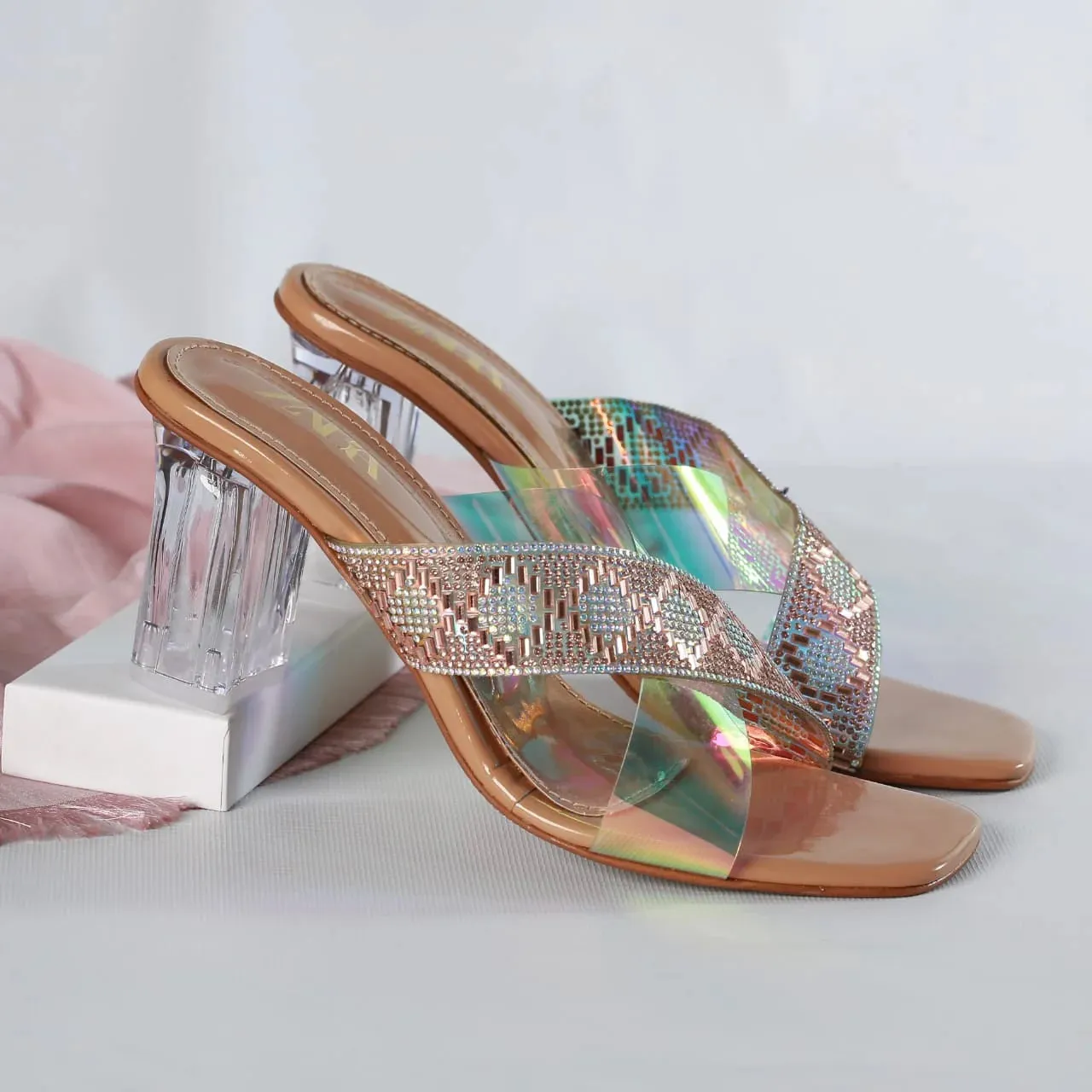 ZARA TRANSPARENT HEELS - BLACK