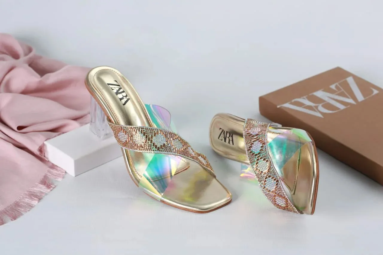 ZARA TRANSPARENT HEELS - BLACK