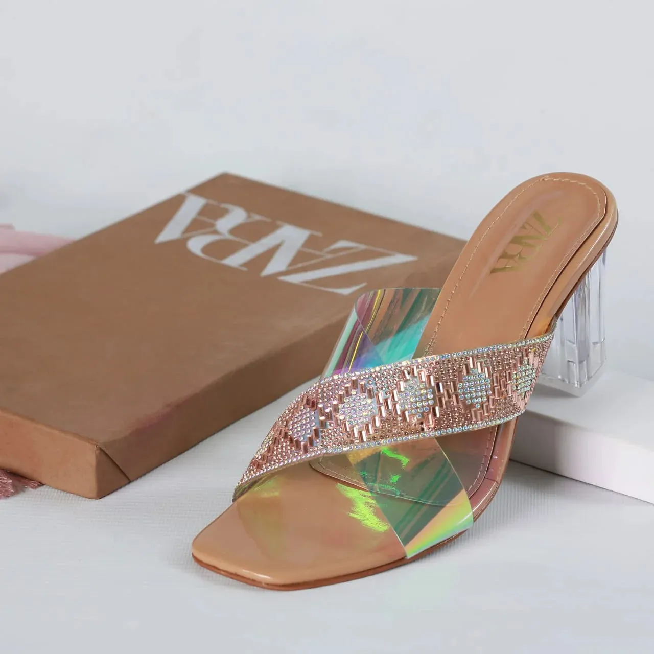 ZARA TRANSPARENT HEELS - BLACK