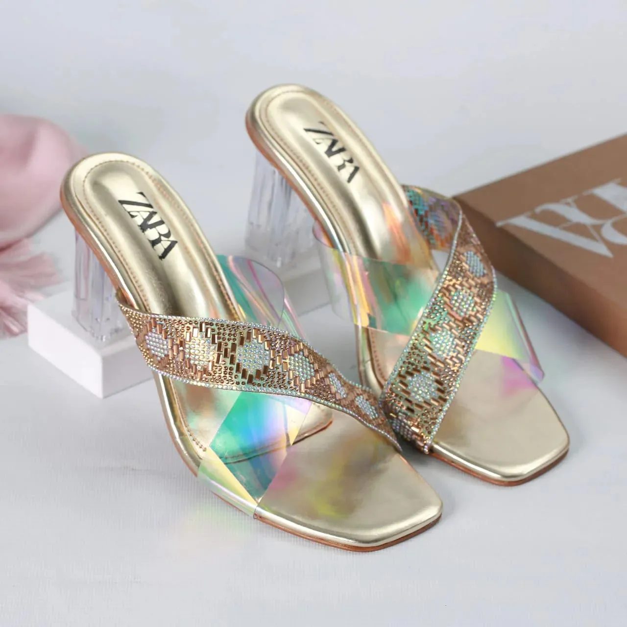 ZARA TRANSPARENT HEELS - BLACK