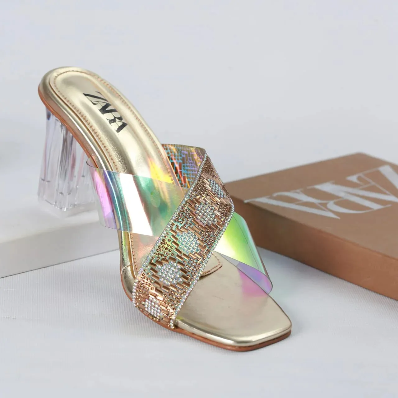ZARA TRANSPARENT HEELS - BLACK
