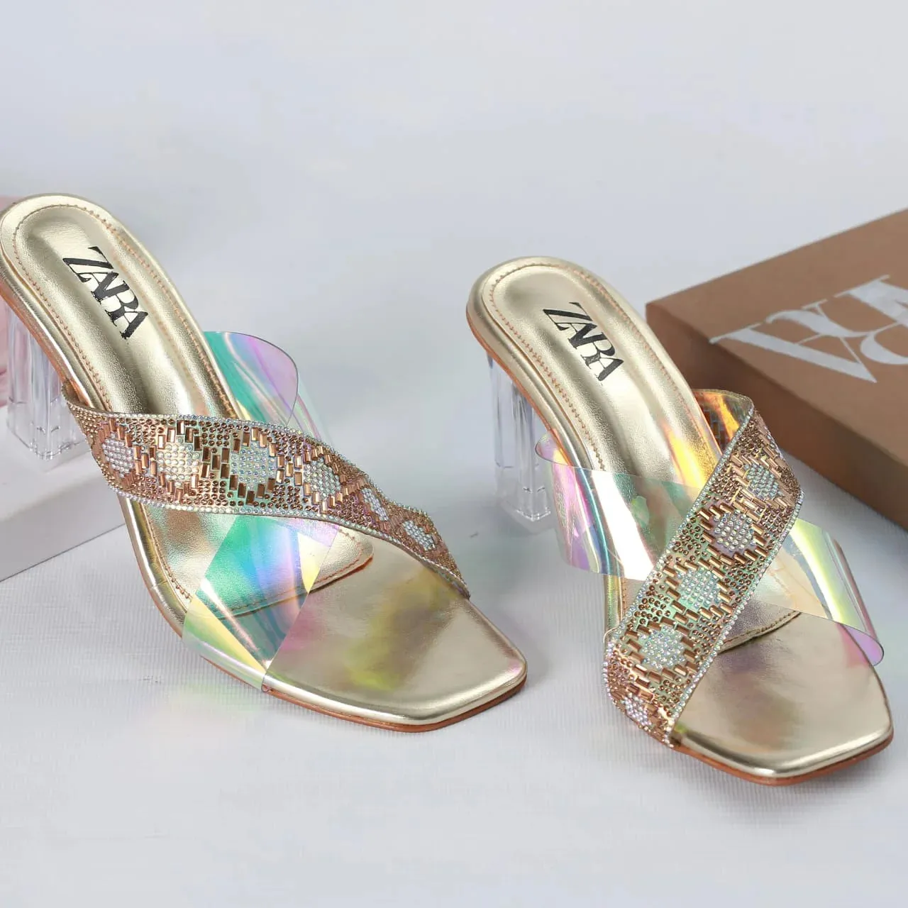 ZARA TRANSPARENT HEELS - BLACK